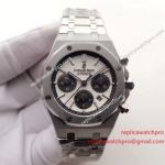 Swiss Replica AP Royal Oak Stainless Steel White Chronograph Face Black Ring-Dials Watch
